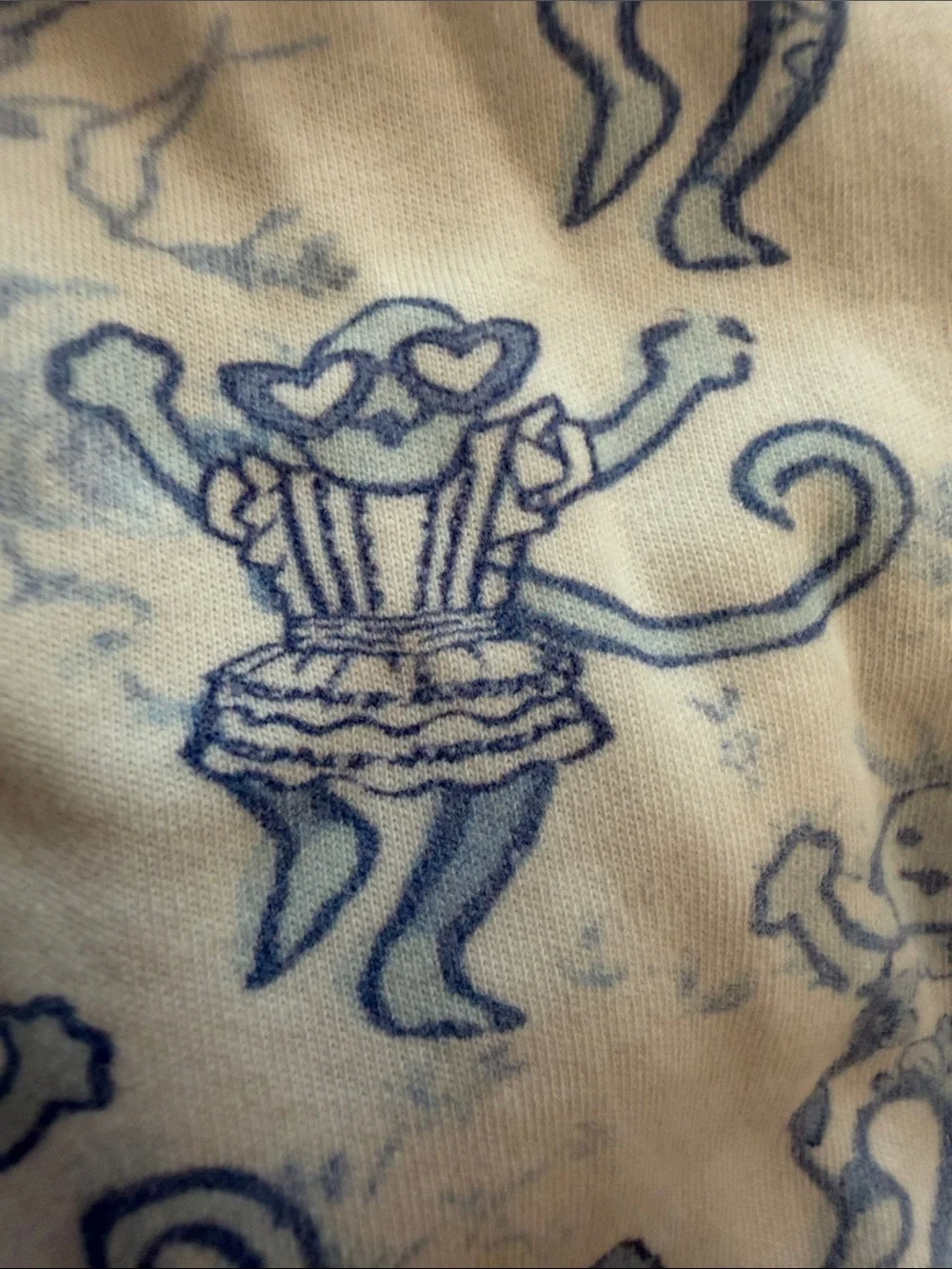 Women’s Short Pajama Set in Light Blue Monkey Print
